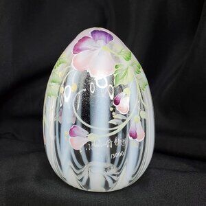 Fenton Art Glass Hand Painted Egg Limited Edition French Opalescent Milk glass